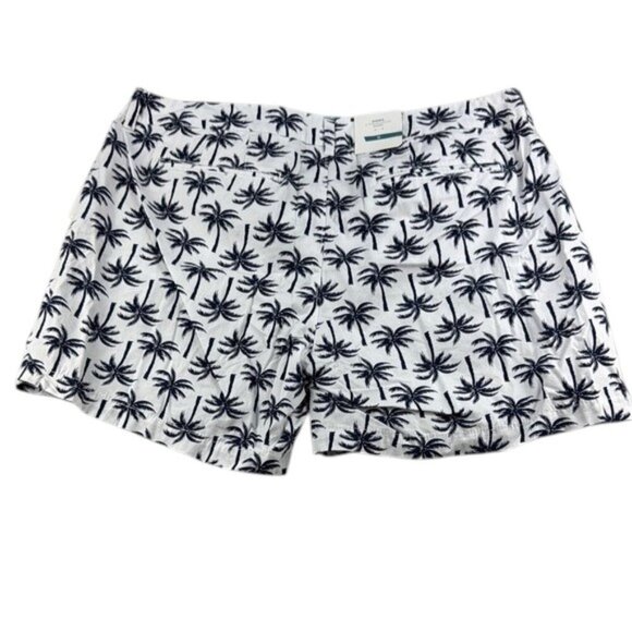 Old Navy Shorts Cotton White & Navy Palm Tree Women's Size 16 - Picture 2 of 9